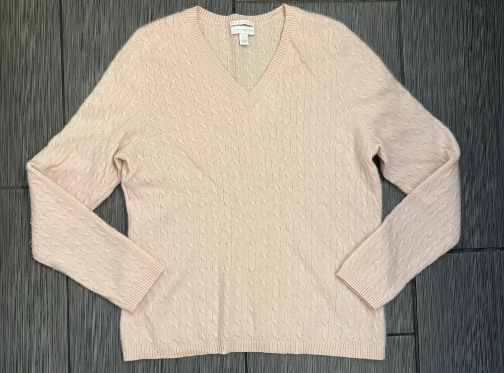 Charter Club Cableknit V-Neck 2 Ply Cashmere Sweater Women’s XL Quiet Luxury